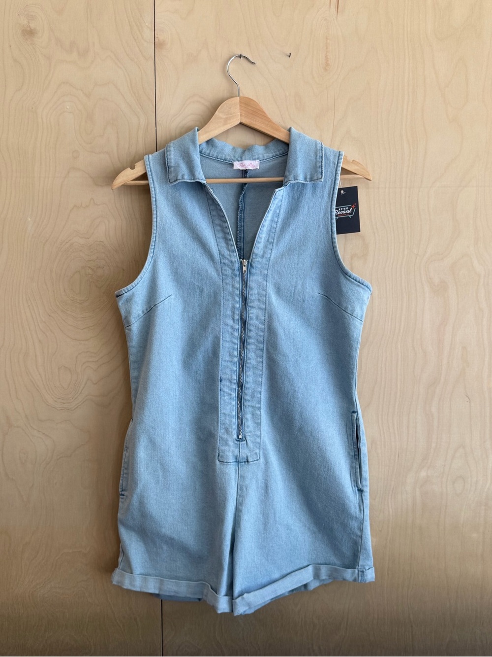 Pink Lily Light Blue Denim Sleeveless Romper